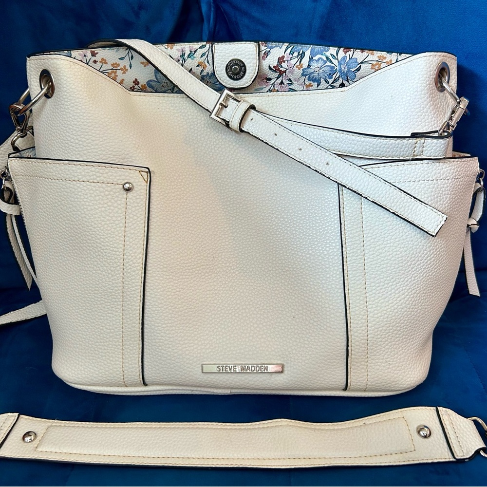 Shoulder Bag with Floral Interior & Optional Crossbody Strap